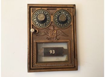 Vintage Brass Post Office Box Door US Eagle Dual Dial