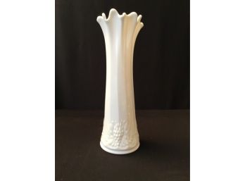 13-1/4  Inch Tall Westmoreland Glass Milk Glass Swung Vase Grapes