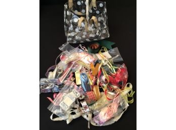 Large Lot Of Ribbons Including Silk Embroidery Ribbon