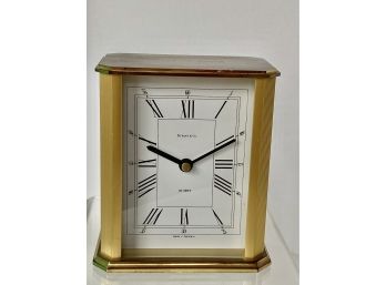 Tiffany & Co. Brass Mantle Table Clock Germany 4.5' X 5' Height UNTESTED Lot # 14 ( READ Description)
