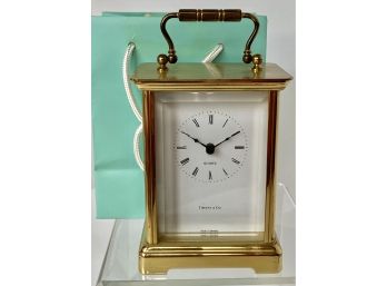 Tiffany & Co. #0260 Germany Mantle Clock With Handle  4.75' X  3.5' UNTESTED Lot # 15 ( READ Description)