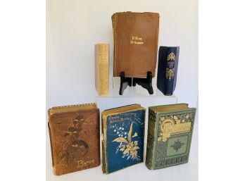 6 Antiquarian Books- All Gilt Except For Shakespeare 2 Leather Bound-Shakespeare & Byron Poetical Works