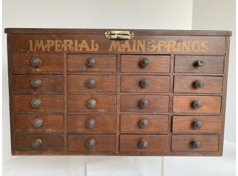 FABULOUS 1895, 96, 97 Green Bros. Imperial Mainsprings Watchmaker Parts Cabinet Original Jars (see Description