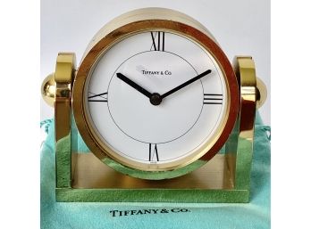 Tiffany & Co. Swiss Made Swivel Desk Clock 4' X 3.75' UNTESTED Lot # 18 ( READ Description)