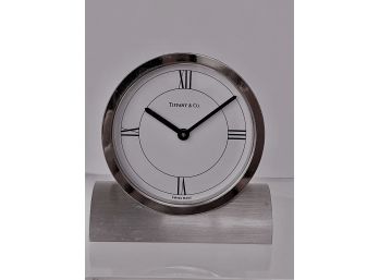 Tiffany & Co. Nickel Round Clock # 215877 Swiss 3.5' X 3.5' UNTESTED Lot #20 No Bag ( READ Description)