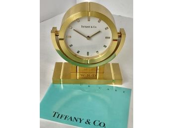 Tiffany & Co. Swiss Gold Tone Desk Clock 4' X 4.5' UNTESTED Lot # 23 ( READ Description)