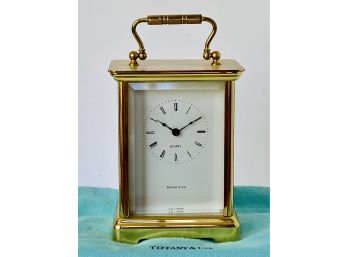 Tiffany & Co. Swiss Quartz Germany Mantle Clock With Handle 5' X 3.5'  UNTESTED Lot # 16 ( READ Description)