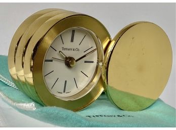 Tiffany & Co. Swiss Desk Travel Alarm Clock #200599 Diameter 2.5' UNTESTED Lot #24 ( READ Description)