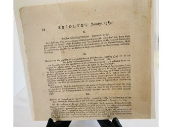 1789 Fine Historic Document From Provincetown Re: Abatements Due To Shipwreck