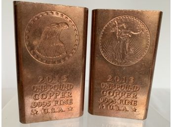 Lot Of 2 One Pound Copper .9995 Fine U.S.A. 2013