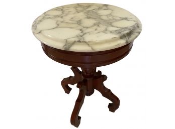 Victorian Small Marble Top Table 18' Height 14' Diameter ( READ Description)