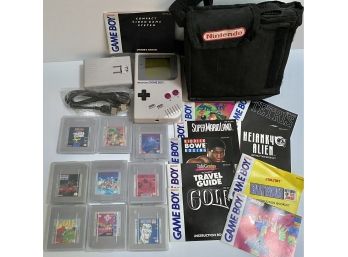 ALL Original 1989 GAME BOY With 9 Games, Booklets, Carrying Case, Power Pac And Cord- Working