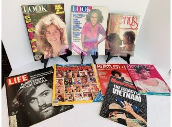 Eight Vintage Magazine Lot- LIFE, ROLLING STONE, NEWSWEEK, MOVIES, VENUS, LOOK (2), HUSTLER,
