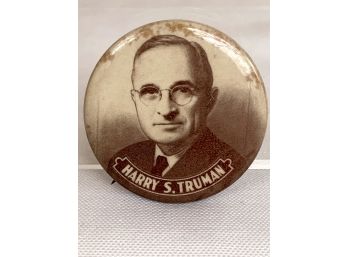 RARE 1948 Harry Truman For President Campaign Political Pin Button  (see Description)