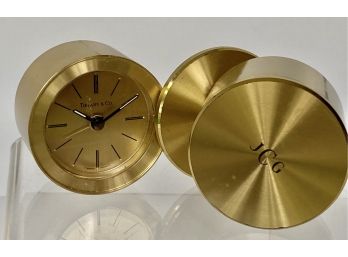 2 Tiffany & Co. Swivel Top Alarm Clocks 2.25' Diameter 1 Engraved UNTESTED Lot # 37 ( READ Description)