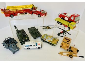 Vintage Metal Toy Vehicles- 1969-1979 Mostly Corgi, Some Lesney Made I England 2 Unmarked Metal Helicopters