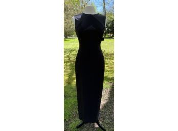 NWT Size 4 Tahari Black Evening Dress Slit On Backside