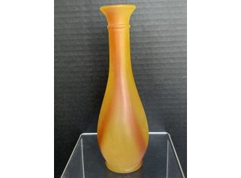 Lovely Vintage Vase Gold With Red-brown Accents 7-1/2' Tall Matte Outside, Smooth And Glossy Inside