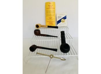 Pipe And Accessories Lot- 4 Pipes, Dill's Pipe Cleaners (partial) Pack Of Tobacco, Pipe Tool Czechoslavakia