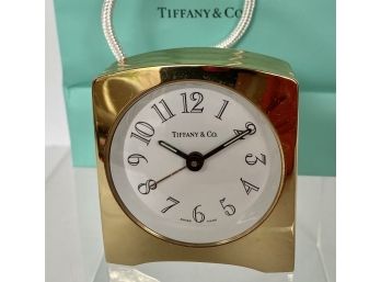 Tiffany & Co. Classic Line Alarm Clock Swiss Gold Tone 2.75' X 2.45' UNTESTED # 3 ( READ Description)