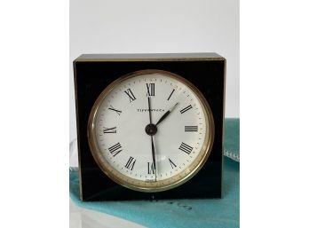 Tiffany & Co. France Black Alarm Clock Roman Numerals 2.5' Squared UNTESTED  Lot # 12 ( READ Description)