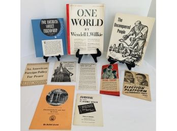 10 Pcs 1940 Ephemera-WWII, Communist Party, Presidents And Their Wives, Soviet Progress, Wendell Wilkie, More