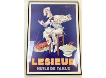 Vintage Framed French Advertising Poster For Cooking Oil