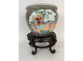 Chinese Fishbowl Planter With Stand