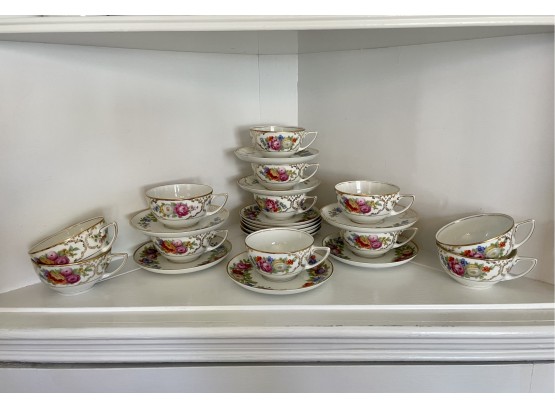 Set Of Twelve Rosenthal 'The Dresden' Tea Cups & Saucers