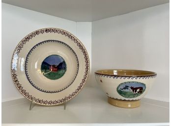 Two Nicholas Mosse Pottery Bowls - Barn And Cow