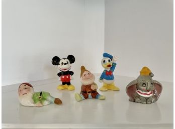 Five Vintage Disney Ceramic Figures Including Mickey Mouse & Donald Duck