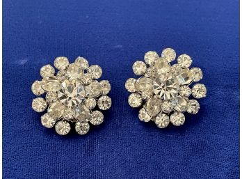 Pair Of Quality Vintage Rhinestone Clip Earrings