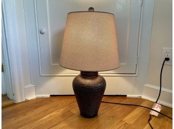 Textured Black & Grey Pottery Table Lamp