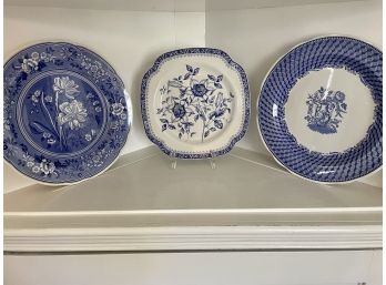 Three Plates From The Spode Blue Room Collection