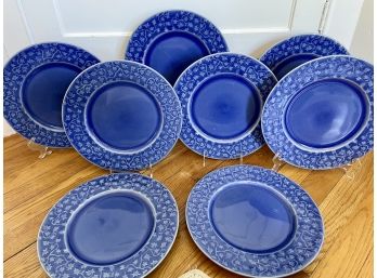 Set Of Eight Cobalt Blue Ivy Plates By Jars Ceramics (France)