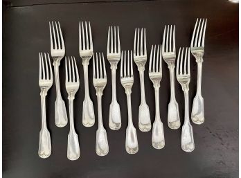 Twelve Sterling Forks From Franz F. Meyer, Canadian Silversmith, 1809-1847 Mark