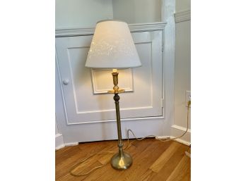 Tall Brass Table Lamp With White Cut Paper Shade