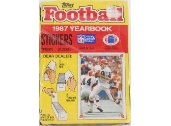 Cards - FOOTBALL - 1987 Topps Sticker Packs.  Sealed Display Box Of  100 Packs, 5 Stickers Per Pack