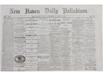 Newspapers - New Haven Palladium - July 6, 1870. Account Of Game Between Yale And Harvard.