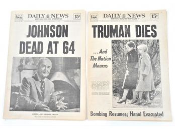 Newspapers - Deaths Of Johnson And Truman