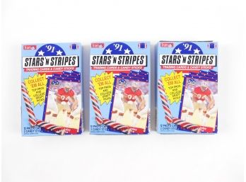 Cards - FOOTBALL - 1991 Stars And Stripes Packs - 3 Packs - Large Size - 12 Cards Per Pack