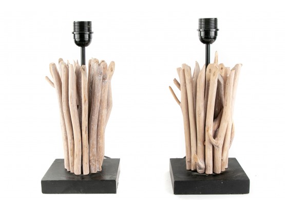 (68) Pair Of Driftwood Style Table Lamps
