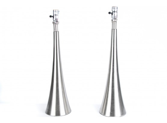 (3) Pair Of Polished Nickel Table Lamps