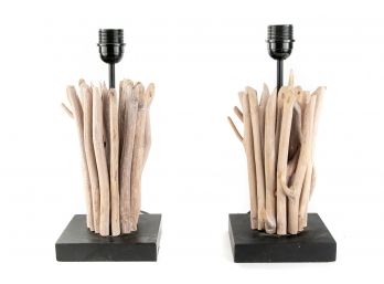 (67) Pair Of Driftwood Style Table Lamps