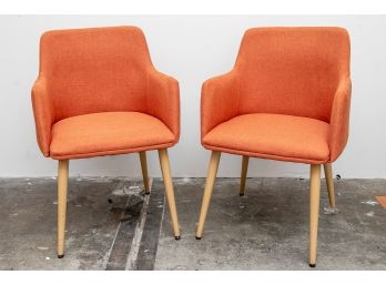 (3) Pair Of Christopher Knight 'Zeila' Upholstered Accent Chairs In Orange