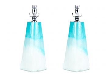 (13) Pair Of Ombre Glass Table Lamps