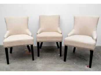 (14) Trio Of Safavieh Lotus Linen Padded Accent Chairs