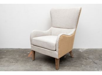(23) Classic Taupe & Canvas Wingback Chair