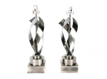 (95) Pair Of  Metal Sculptural Table Lamps