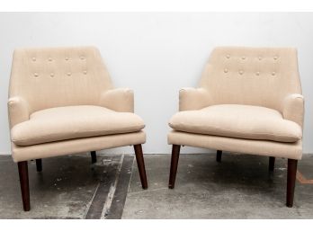 (12) Pair Of Ivory Elsa Mid-Century Club Chairs From Madison Park